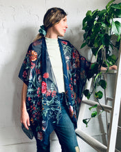Load image into Gallery viewer, Navy Tropical Vintage Floral Sheer Kimono