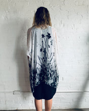 Load image into Gallery viewer, White with Black Floral Silhouette Sheer Kimono
