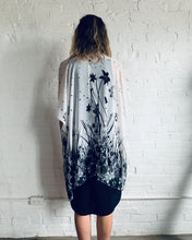 Load image into Gallery viewer, White with Black Floral Silhouette Sheer Kimono