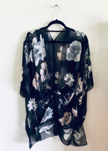 Load image into Gallery viewer, Black Large Floral Sheer Kimono