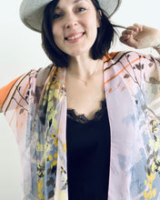 Load image into Gallery viewer, Pink Abstract Floral Sheer Kimono