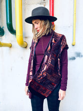 Load image into Gallery viewer, Burgundy and Copper Velvet Burnout Slim Fit Kimono