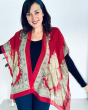 Load image into Gallery viewer, Red Paisley Border Sheer Kimono