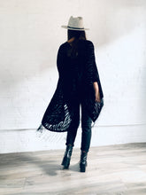 Load image into Gallery viewer, Black Zebra Velvet Burnout Kimono