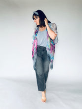 Load image into Gallery viewer, Grey Floral Sheer Kimono