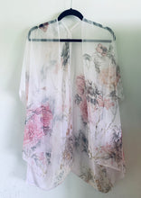 Load image into Gallery viewer, Light Pink Rose Floral Sheer Kimono