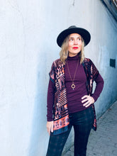 Load image into Gallery viewer, Burgundy and Copper Velvet Burnout Slim Fit Kimono