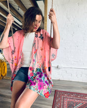 Load image into Gallery viewer, Bright Pink Floral Sheer Kimono