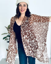Load image into Gallery viewer, Brown and Cream Leaves Sheer Kimono