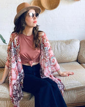 Load image into Gallery viewer, Pink Ikat Semi Sheer Kimono