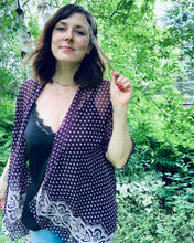 Load image into Gallery viewer, Two Tone Plum Polkadot Sheer Kimono
