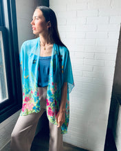 Load image into Gallery viewer, Bright Blue Floral Sheer Kimono