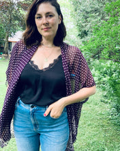 Load image into Gallery viewer, Two Tone Plum Polkadot Sheer Kimono