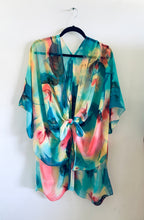 Load image into Gallery viewer, Teal Abstract Sheer Kimono