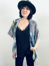 Load image into Gallery viewer, Grey Floral Sheer Kimono