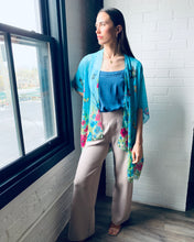 Load image into Gallery viewer, Bright Blue Floral Sheer Kimono