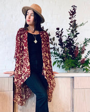 Load image into Gallery viewer, Burgundy and Tan Sheer Kimono