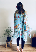 Load image into Gallery viewer, Bright Blue Floral Sheer Kimono