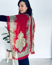 Load image into Gallery viewer, Red Paisley Border Sheer Kimono