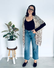 Load image into Gallery viewer, Cream and Brown Leaves Sheer Kimono