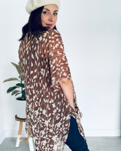 Load image into Gallery viewer, Brown and Cream Leaves Sheer Kimono