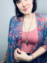 Load image into Gallery viewer, Periwinkle and Pink Floral Sheer Kimono