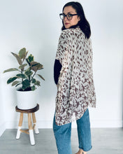 Load image into Gallery viewer, Cream and Brown Leaves Sheer Kimono
