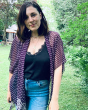 Load image into Gallery viewer, Two Tone Plum Polkadot Sheer Kimono