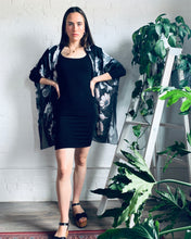 Load image into Gallery viewer, Black Large Floral Sheer Kimono