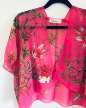Load image into Gallery viewer, Bright Pink Floral Sheer Cropped Kimono
