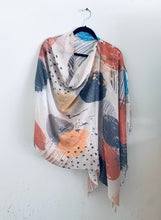 Load image into Gallery viewer, Abstract Geometry Earth Tones Light Draped Shawl
