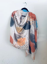 Load image into Gallery viewer, Abstract Geometry Earth Tones Light Draped Shawl