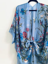 Load image into Gallery viewer, Dusty Blue Floral Sheer Kimono