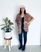 Load image into Gallery viewer, Brown and Cream Leaves Sheer Kimono