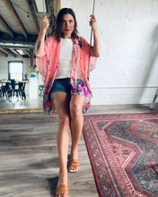 Load image into Gallery viewer, Bright Pink Floral Sheer Kimono