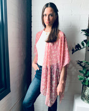 Load image into Gallery viewer, Pink and Cream Leaf Sheer Kimono