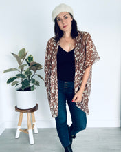 Load image into Gallery viewer, Brown and Cream Leaves Sheer Kimono