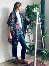 Load image into Gallery viewer, Navy Tropical Vintage Floral Sheer Kimono