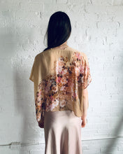 Load image into Gallery viewer, Two Tone Tan Sheer Floral Cropped Kimono
