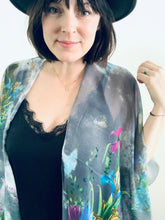 Load image into Gallery viewer, Grey Floral Sheer Kimono