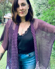 Load image into Gallery viewer, Two Tone Plum Polkadot Sheer Kimono