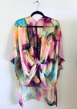 Load image into Gallery viewer, Pink and Purple Abstract Sheer Kimono