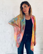 Load image into Gallery viewer, Pink and Yellow Abstract Floral Sheer Kimono