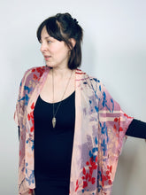 Load image into Gallery viewer, Pink and Red Abstract Sheer Kimono