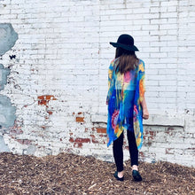 Load image into Gallery viewer, Blue Abstract Floral Sheer Kimono