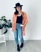 Load image into Gallery viewer, Coral Floral Sheer Kimono
