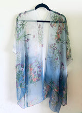 Load image into Gallery viewer, Ombré Blue Floral Sheer Kimono