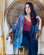 Load image into Gallery viewer, Dusty Blue Floral Sheer Kimono