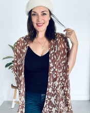 Load image into Gallery viewer, Brown and Cream Leaves Sheer Kimono