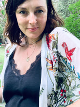 Load image into Gallery viewer, White Tropical Sheer Floral Cropped Kimono